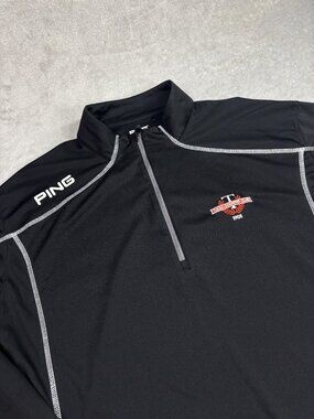 Ping Performance Golf Jacket Mens 2XL Black Tulsa Country Club Mock Neck 1/4 Zip